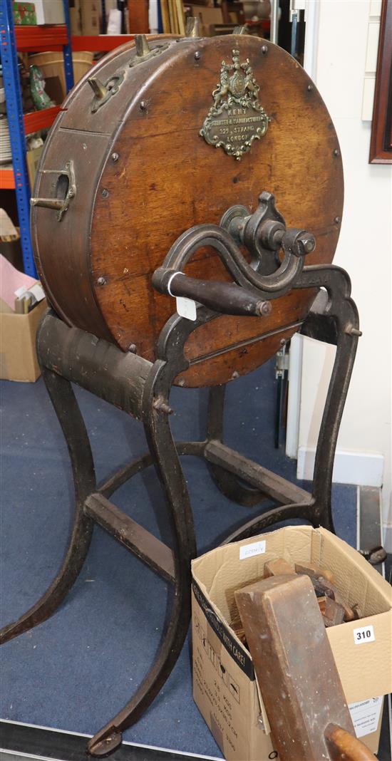 A Kent Patent knife cleaner with original cast iron stand height 110cm